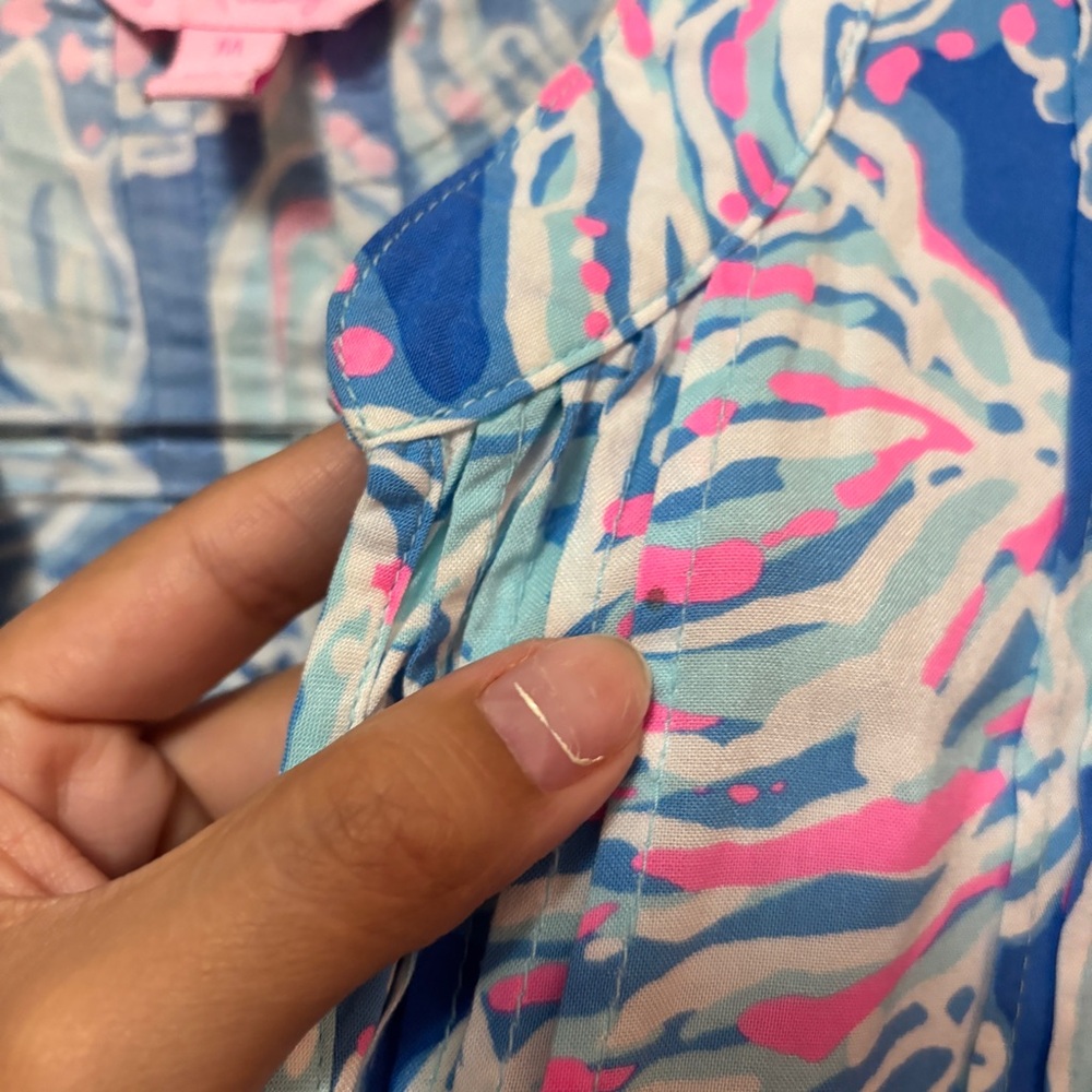 Lilly Pulitzer Sarasota Tunic Top Bay Blue Into the Deep Long Sleeve Top Medium - Picture 6 of 12